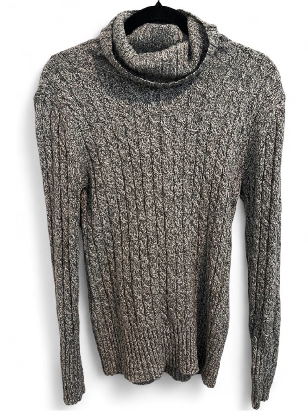 New York & Company Silver Shimmer Cable Knit Sweater L